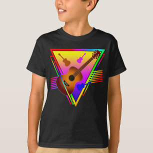 Retro Kleurrijke Gitaar T-shirt
