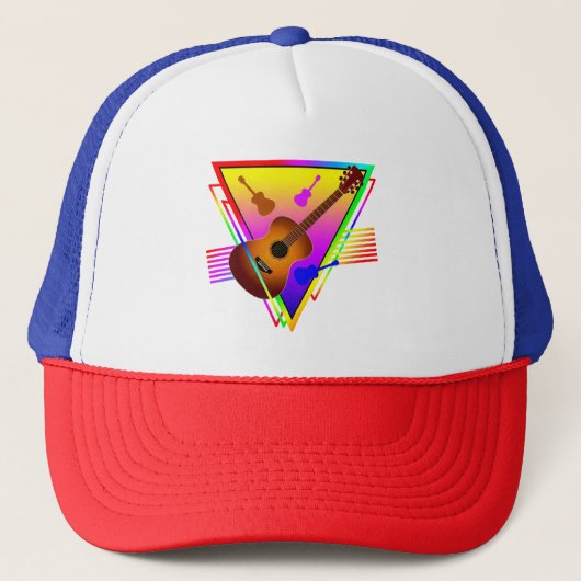 Retro Kleurrijke Gitaar Trucker Pet (Voorkant)