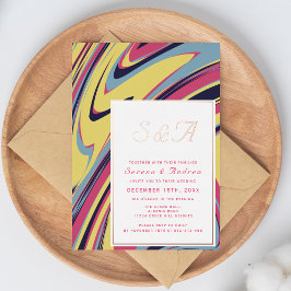 Retro Kleurrijke Golden Folie bruiloft Folie Uitnodiging