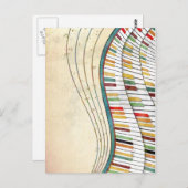 Retro kleurrijke golvende piano briefkaart (Voorkant / Achterkant)