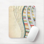 Retro kleurrijke golvende piano muismat (Met muis)