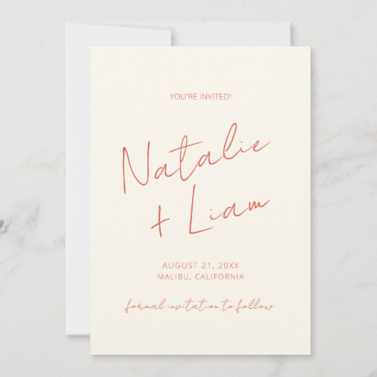 Retro Kleurrijke grillige Funky Fun Unieke bruilof Save The Date (Achterkant)