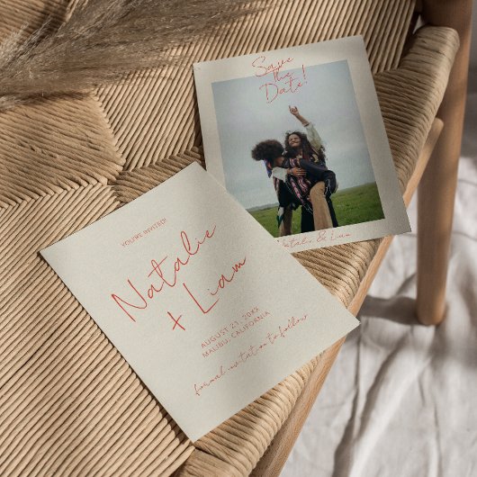 Retro Kleurrijke grillige Funky Fun Unieke bruilof Save The Date