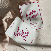 Retro kleurrijke grillige unieke moderne bruiloft save the date