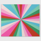 Retro Kleurrijke Groovy Burst Stripes Kerstmis Cadeaupapier (Vlak)