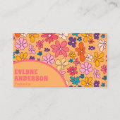 Retro Kleurrijke Groovy Floral Boho Girly Trendy Visitekaartje (Voorkant)