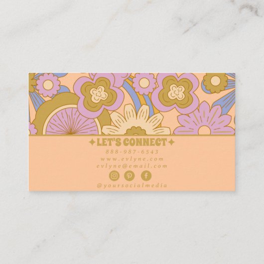 Retro Kleurrijke Groovy Floral Boho Girly Trendy Visitekaartje (Achterkant)