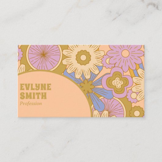 Retro Kleurrijke Groovy Floral Boho Girly Trendy Visitekaartje (Voorkant)