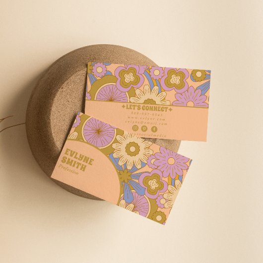 Retro Kleurrijke Groovy Floral Boho Girly Trendy Visitekaartje