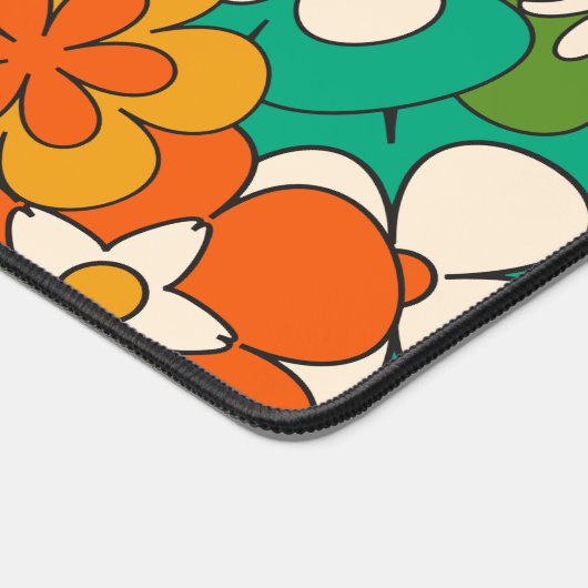 Retro Kleurrijke Groovy Flower Script naam Bureaumat (Hoek)