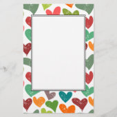 Retro Kleurrijke Groovy Valentijn Hearts Pattern Briefpapier (Voorkant)