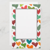 Retro Kleurrijke Groovy Valentijn Hearts Pattern Briefpapier (Voorkant / Achterkant)