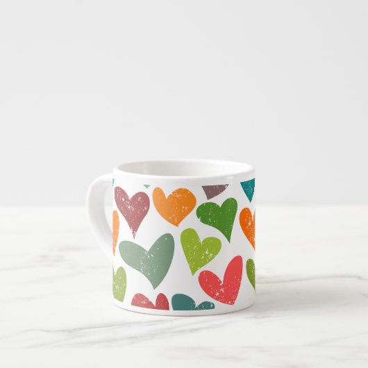 Retro Kleurrijke Groovy Valentijn Hearts Pattern Espresso Kop (Links)