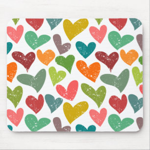 Retro Kleurrijke Groovy Valentijn Hearts Pattern Muismat