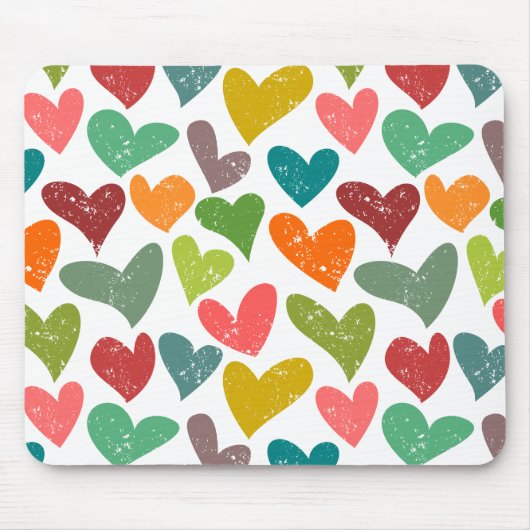 Retro Kleurrijke Groovy Valentijn Hearts Pattern Muismat (Voorkant)