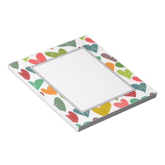 Retro Kleurrijke Groovy Valentijn Hearts Pattern Notitieblok (Schuin)