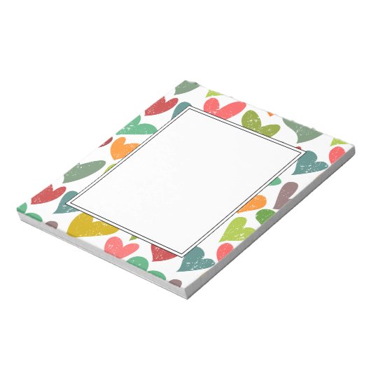 Retro Kleurrijke Groovy Valentijn Hearts Pattern Notitieblok (Linkerzijde)