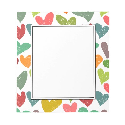 Retro Kleurrijke Groovy Valentijn Hearts Pattern Notitieblok (Voorkant)