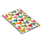 Retro Kleurrijke Groovy Valentijn Hearts Pattern Notitieboek (Rechterzijde)