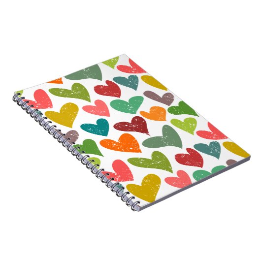 Retro Kleurrijke Groovy Valentijn Hearts Pattern Notitieboek (Rechterzijde)