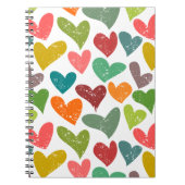 Retro Kleurrijke Groovy Valentijn Hearts Pattern Notitieboek (Voorkant)