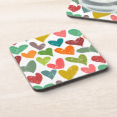 Retro Kleurrijke Groovy Valentijn Hearts Pattern Onderzetter (Linkerzijde)