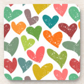 Retro Kleurrijke Groovy Valentijn Hearts Pattern Onderzetter (Voorkant)