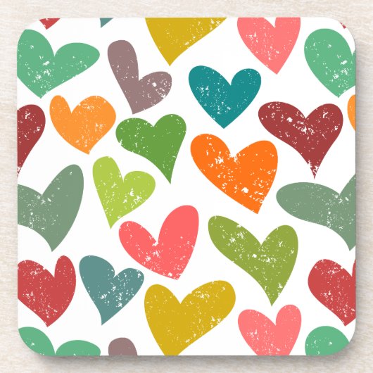 Retro Kleurrijke Groovy Valentijn Hearts Pattern Onderzetter (Voorkant)