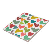 Retro Kleurrijke Groovy Valentijn Hearts Pattern Tegeltje (Zijkant)
