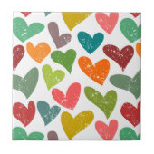 Retro Kleurrijke Groovy Valentijn Hearts Pattern Tegeltje (Voorkant)