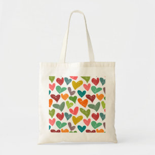 Retro Kleurrijke Groovy Valentijn Hearts Pattern Tote Bag
