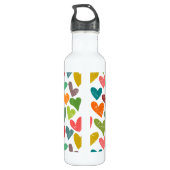 Retro Kleurrijke Groovy Valentijn Hearts Pattern Waterfles (Achterkant)