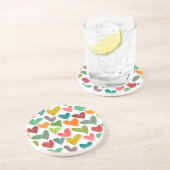 Retro Kleurrijke Groovy Valentijn Hearts Pattern Zandsteen Onderzetter (Zijkant)