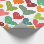 Retro Kleurrijke Groovy Valentijnsharten Patroon Cadeaupapier (Hoek)