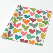 Retro Kleurrijke Groovy Valentijnsharten Patroon Cadeaupapier (Uitgerold)