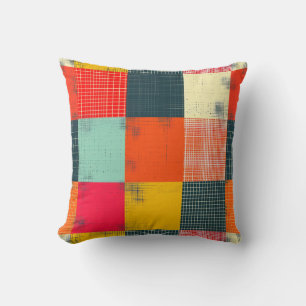 Retro Kleurrijke Grunge Plaid Patchwork Patroon Kussen