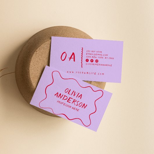 Retro Kleurrijke Hand geschreven Bold Boho Unieke  Visitekaartje