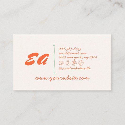 Retro Kleurrijke Hand Geschreven Getekend Groovy B Visitekaartje (Achterkant)