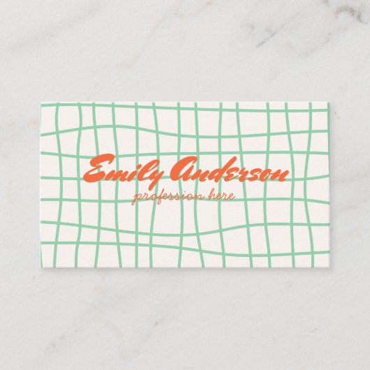 Retro Kleurrijke Hand Geschreven Getekend Groovy B Visitekaartje (Voorkant)