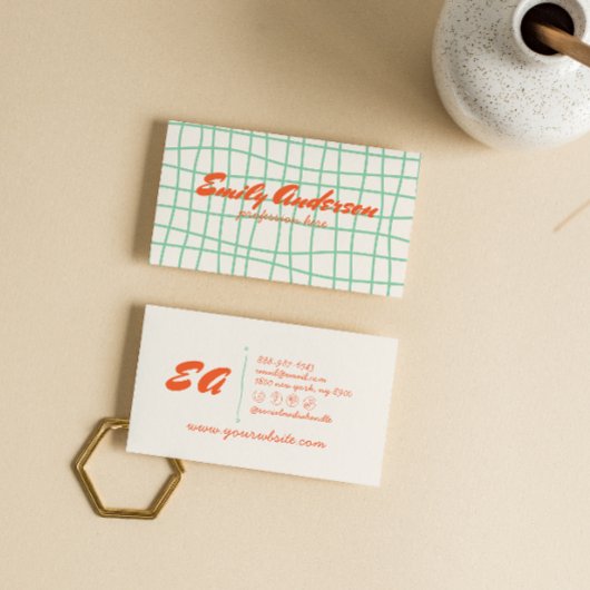 Retro Kleurrijke Hand Geschreven Getekend Groovy B Visitekaartje