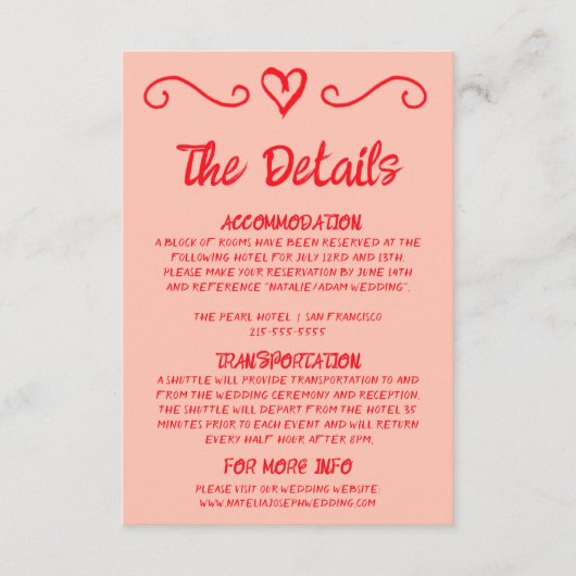 Retro Kleurrijke Hand getrokken eigenzinnige bruil Informatiekaartje (Voorkant)