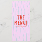 Retro Kleurrijke Hand Getrokken Funky Wedding Menu (Achterkant)