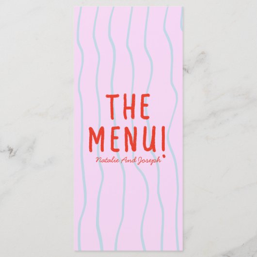 Retro Kleurrijke Hand Getrokken Funky Wedding Menu (Achterkant)