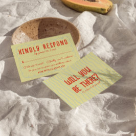 Retro Kleurrijke Hand Getrokken Geschreven Unieke RSVP Kaartje