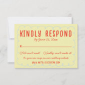 Retro Kleurrijke Hand Getrokken Geschreven Unieke RSVP Kaartje (Voorkant)