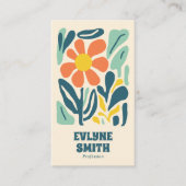 Retro Kleurrijke Hand getrokken Groovy Floral Tren Visitekaartje (Voorkant)