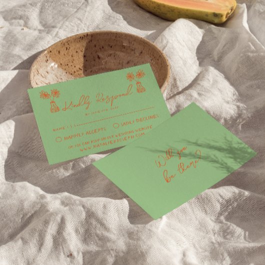 Retro Kleurrijke Hand Getrokken Heldere Kleur Leuk RSVP Kaartje