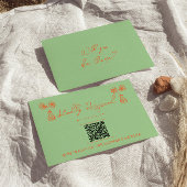 Retro Kleurrijke Hand Getrokken Heldere QR Code Br RSVP Kaartje