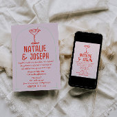 Retro Kleurrijke Hand Getrokken Martini Fotobruilo Kaart