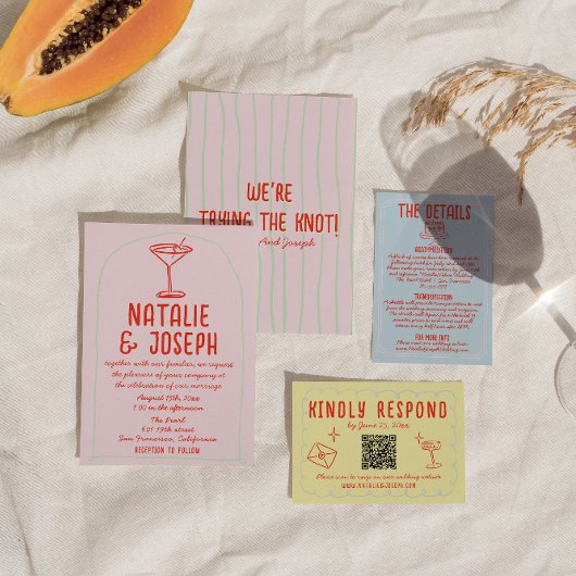 Retro Kleurrijke Hand Getrokken Martini Quirky bru Kaart